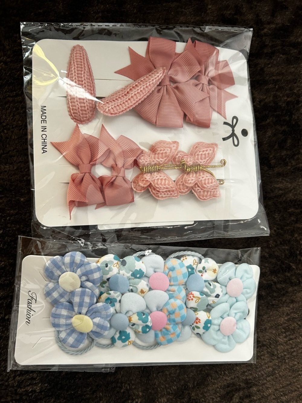Kids Pink Hair Clip Set - Bow & Butterfly Designs